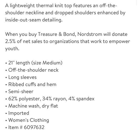 Treasure & Bond off the shoulder thermal knit top - Picture 2 of 10